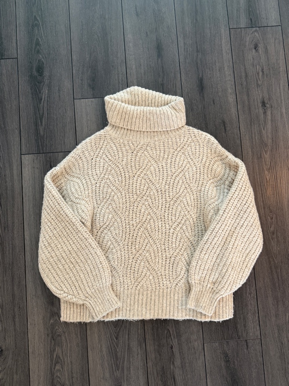a new day Cream Cable Turtleneck Sweater